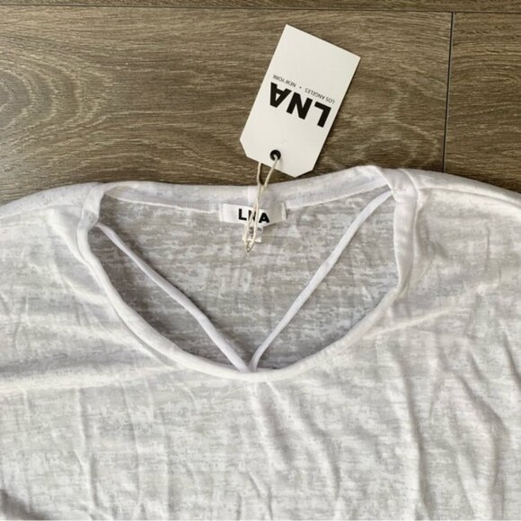 Revolve LNA Cape Strap Tee Top Burnout 3/4 Length Sleeve White Size Small - Picture 10 of 16